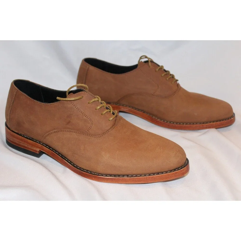 NISOLO MEN'S CALANO‎ 2.0 OXFORD LEATHER DRESS SHOES OAK SZ 8.5 NIB $188